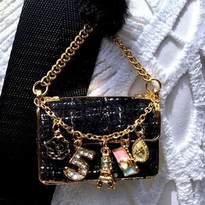 CAMELLIA FLOWER NUMBER 5 KEYCHAIN KEY CHARM 14K GOLD PLATED